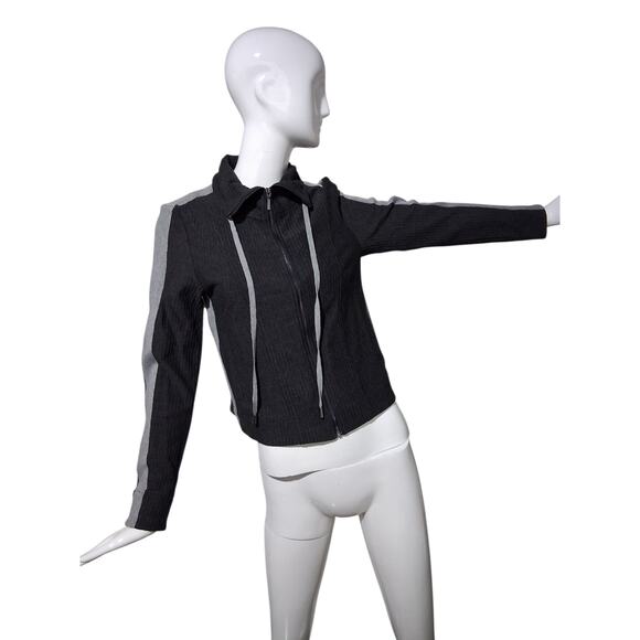 Lysse Quiet Luxury Women's Size XS Ribbed Collard Preppy Activewear Zip Jacket - Picture 3 of 11
